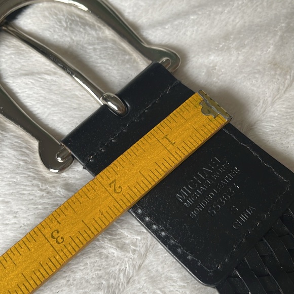 Michael Michael Kors Black Braided Wide Adjustable Belt Silver Buckle Sz Small - Picture 8 of 13